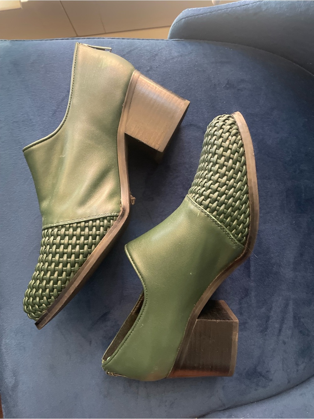 Intentionally Blank Woven Green Booties